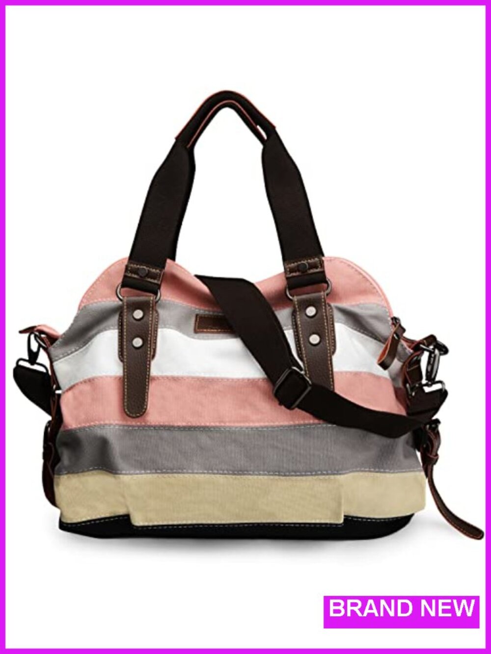 Canvas Tote Handbag Crossbody Shoulder Bag Multi-Pocket Travel Purse